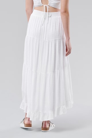 Jupe midi plumetis asymétrique - Blanc