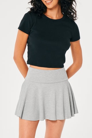Jupe patineuse taille haute - Gris clair chiné