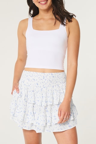 Jupe volantée taille haute - Blanc