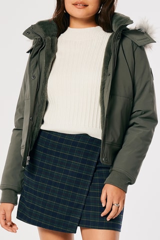 Bomber à capuche - Kaki