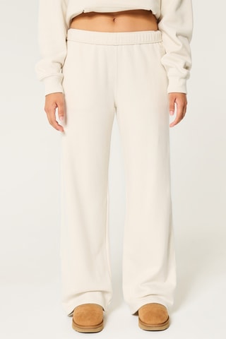 Pantalon wide legs polaire - Beige