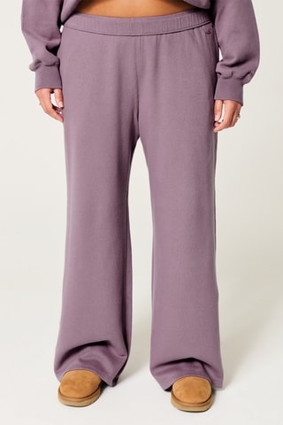 Pantalon wide legs polaire - Mauve