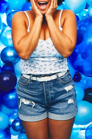 Short mom en jean taille haute - Bleu