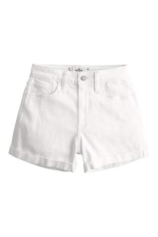 Calções de ganga cintura subida - Branco