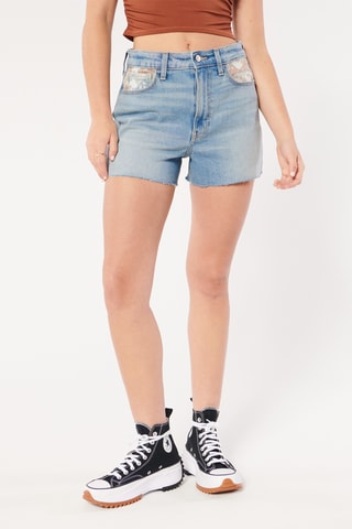 Short mom en jean taille haute - Bleu