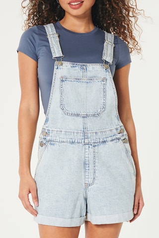 Jardineiras curtas de ganga - Azul