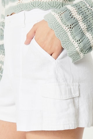 Short en lin taille haute - Blanc