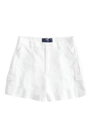Short en lin taille haute - Blanc