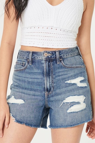 Short en jean taille haute - Bleu marine