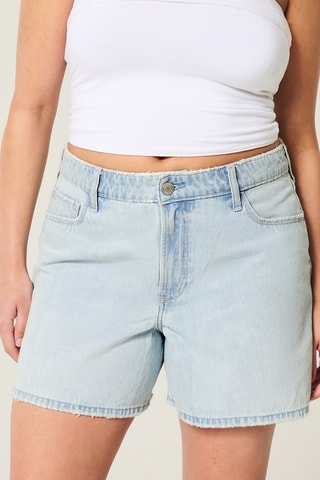 Short baggy en jean taille haute - Bleu clair