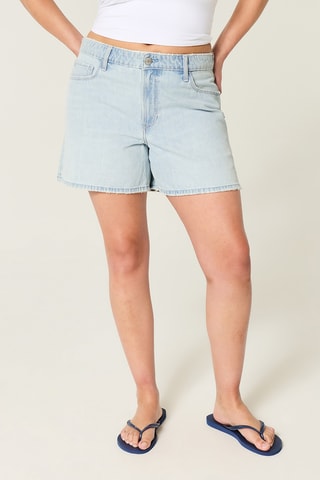 Short baggy en jean taille haute - Bleu clair