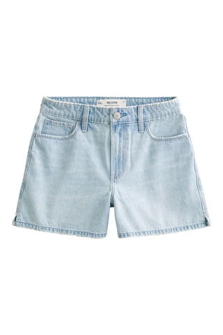 Short baggy en jean taille haute - Bleu clair