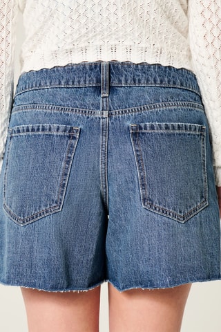 Short baggy en jean taille haute - Bleu foncé