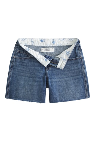 Short baggy en jean taille haute - Bleu foncé