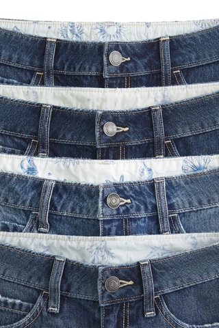 Short baggy en jean taille haute - Bleu foncé