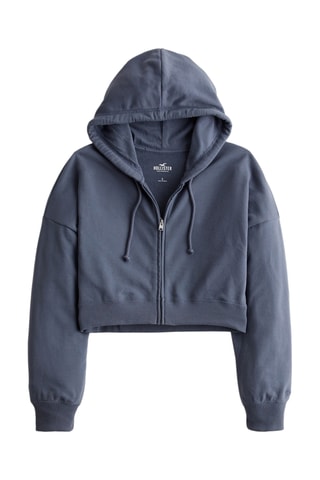 Sweat court à capuche - Bleu marine