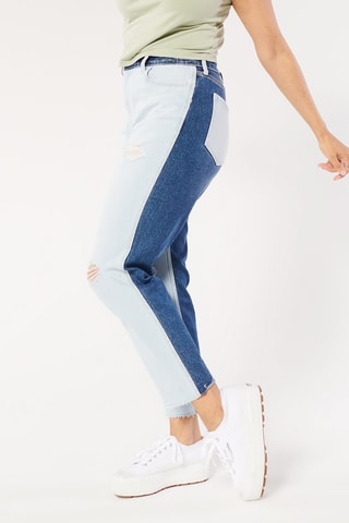 Jean mom taille haute - Bleu