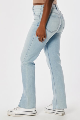 Jean straight taille haute - Bleu