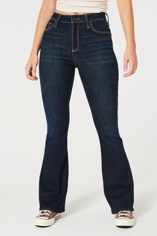 Jean flare taille haute - Bleu foncé