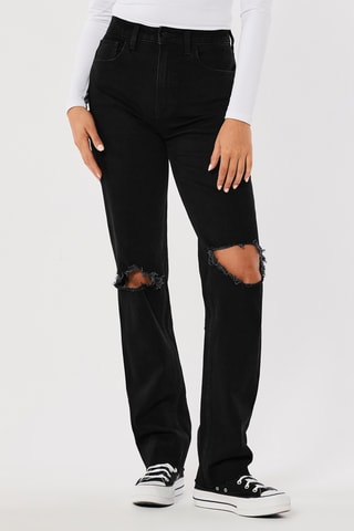 Jean straight taille haute - Noir