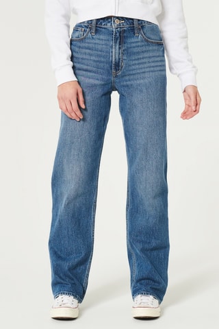 Jean regular taille haute - Bleu marine