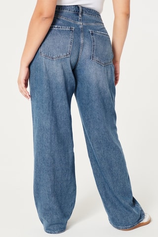Jean baggy taille haute - Bleu marine