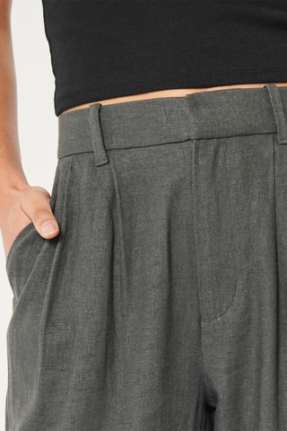 Pantalon wide legs en lin - Gris foncé