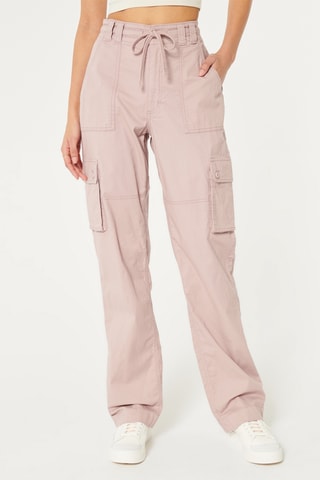 Pantalon cargo taille haute - Rose