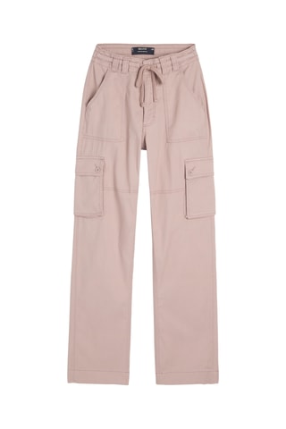 Pantalon cargo taille haute - Rose