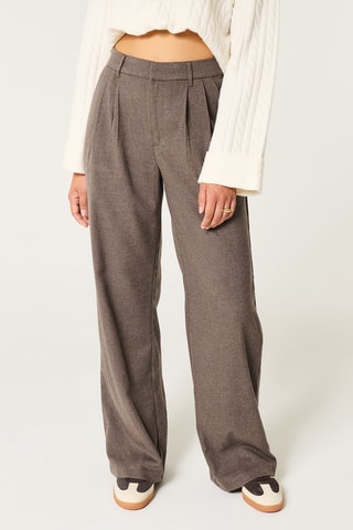 Pantalon wide legs taille haute - Marron chiné