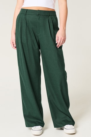 Pantalon wide legs taille haute - Vert foncé