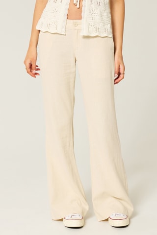 Pantalon flare en lin - Marron clair