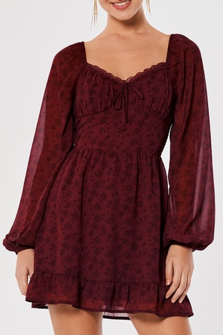 Vestido estilo patinadora - Bordô