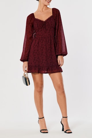 Vestido estilo patinadora - Bordô