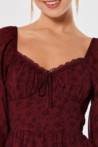 Vestido estilo patinadora - Bordô