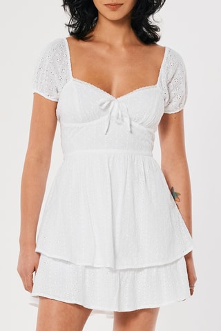 Robe patineuse en broderie anglaise - Blanc