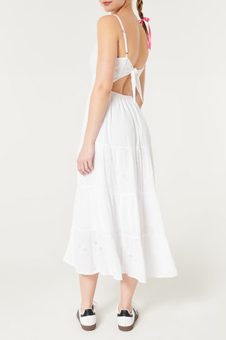Robe midi en broderie anglaise - Blanc