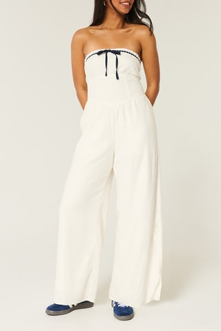 Combinaison bustier en lin - Ecru