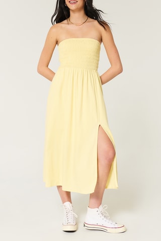 Robe midi en lin - Jaune