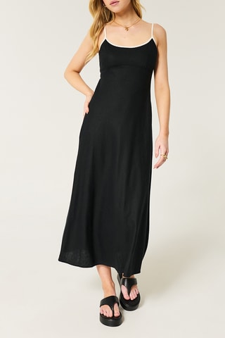 Robe midi en lin - Noir