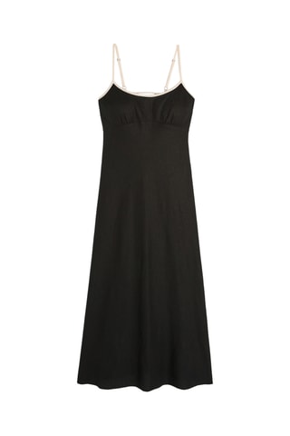 Robe midi en lin - Noir