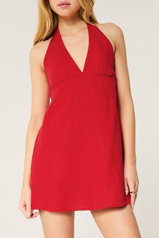 Robe droite en lin - Rouge