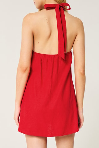 Robe droite en lin - Rouge