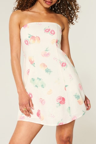 Robe droite en lin - Rose poudré
