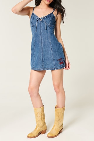 Robe droite en jean - Bleu cobalt
