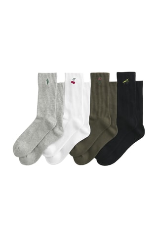 4 paires de chaussettes - Vert foncé et gris clair