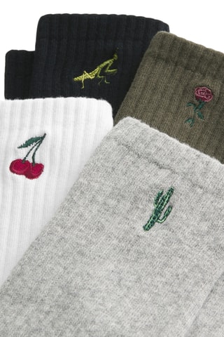 4 paires de chaussettes - Vert foncé et gris clair