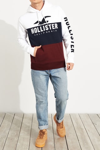 Sweat à capuche - Blanc et bleu marine