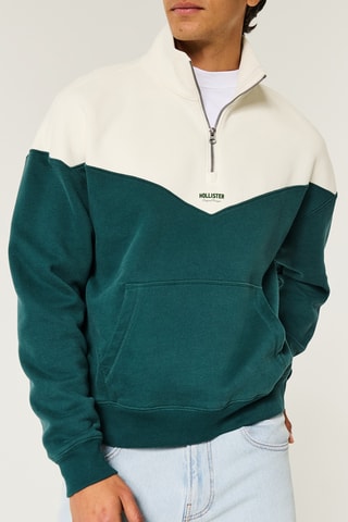 Sweat - Ecru et vert foncé