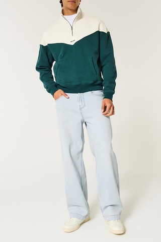 Sweat - Ecru et vert foncé